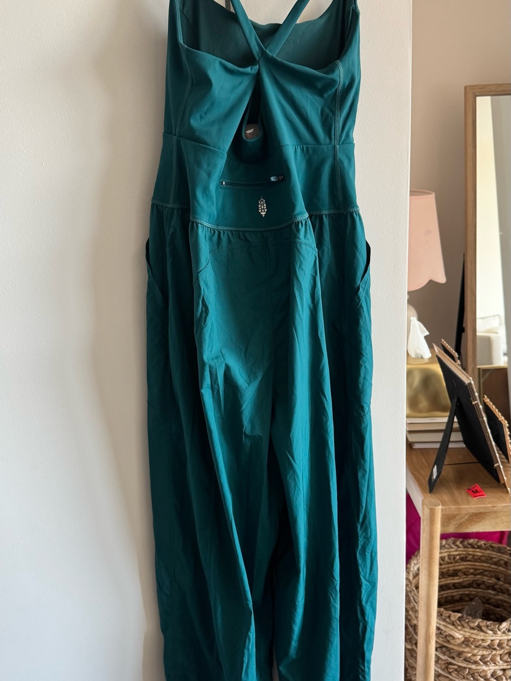 Free People Teal Cutout Wide-Leg Jumpsuit - Picture 5 of 6